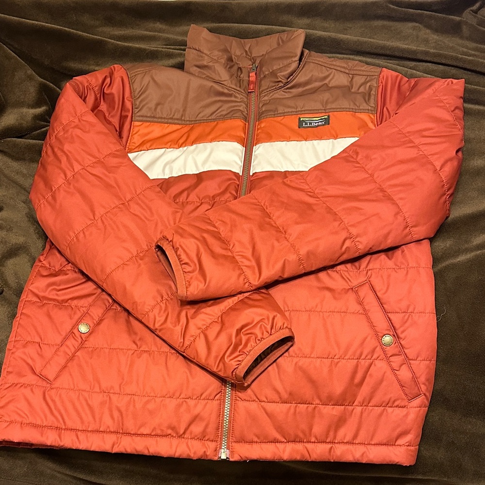 LL Bean Rust and Brown Puffer Jacket